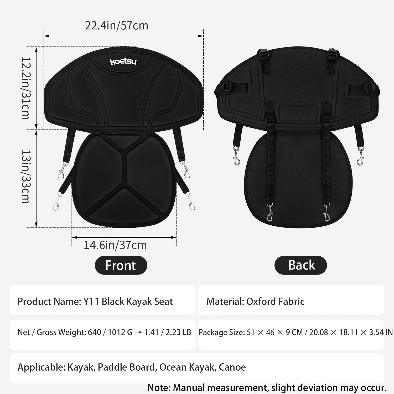 Kayak Seat with Backrest Adjustable Straps