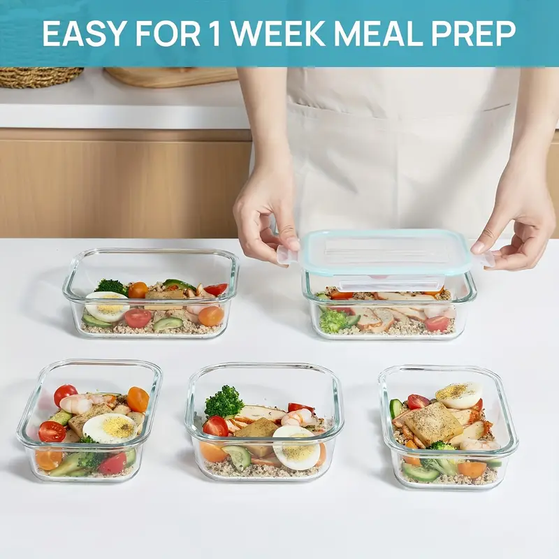 15 12 6pcs set of glass food storage containers with lids meal prep containers and leak proof locking lunch boxes for microwave oven freezer and dishwasher safe Product details 2