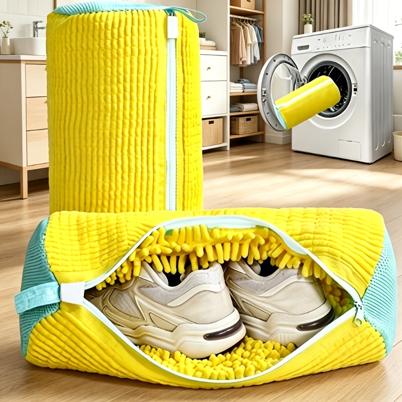 TEMU Borsa per scarpe specifica , borsa per bucato per scarpe sportive in fibra soffice con cerniera 360簞 pulita e durevole, borsa ovale a rete,