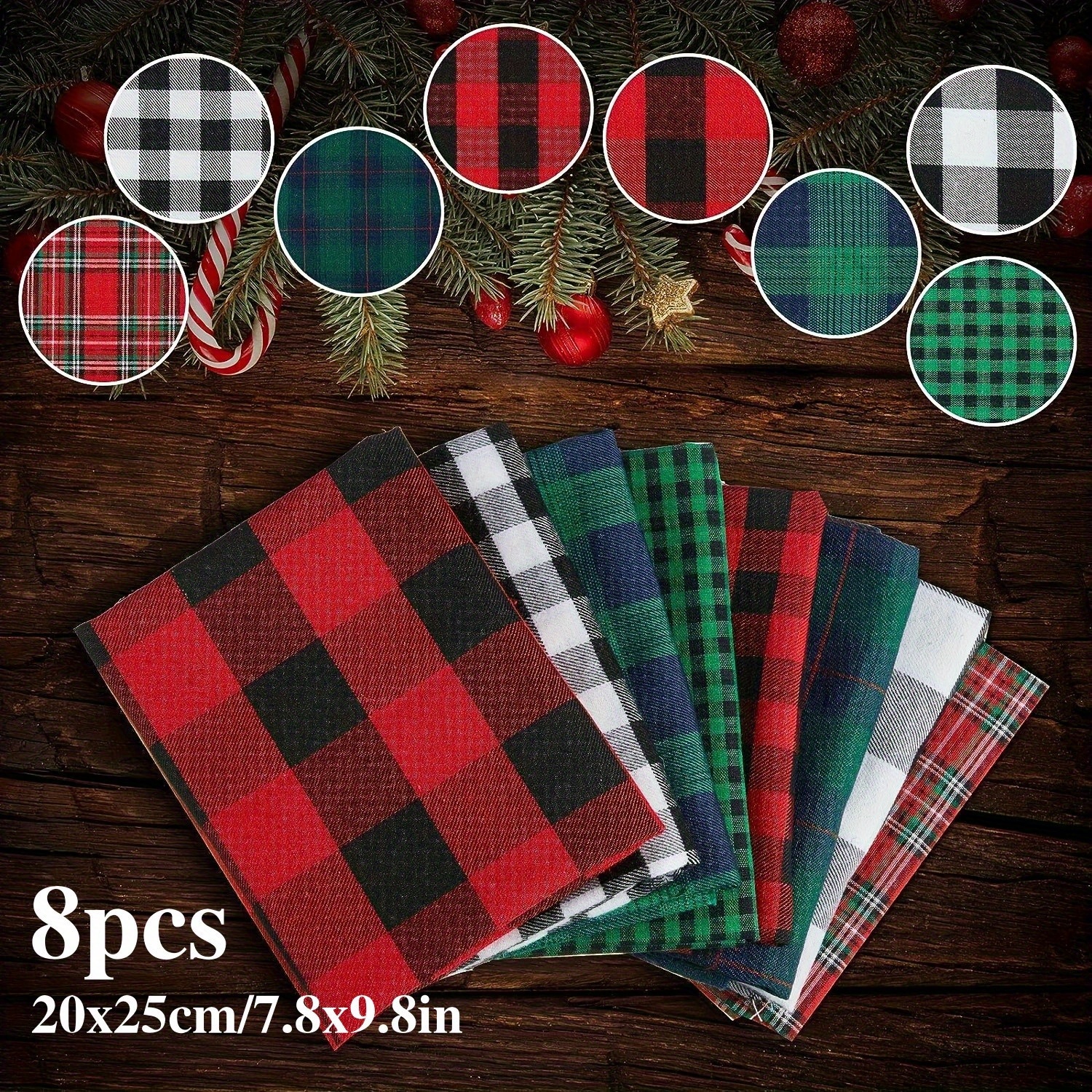 TEMU 8pcs Premium Fabric Set, Pre-cut Squares, Christmas Craft Supplies, Random Colors - The Set Includes 8 Different Vibrant Yarn-dyed Fabrics,