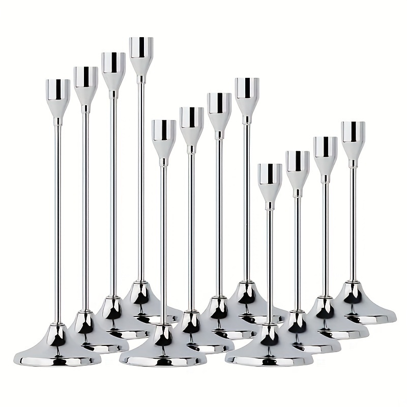 TEMU 12pcs Single-head Metal Candle Holders For Christmas And Halloween Table Decoration, Candlelight Dinners, Photo Props, Wedding Anniversaries,