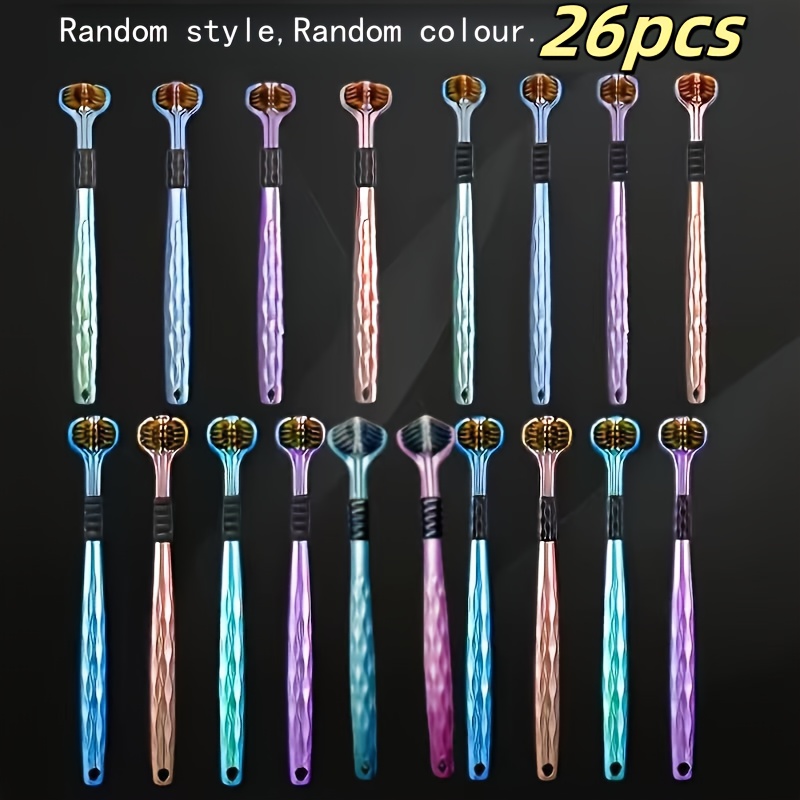26 Color - Random 3 - Sided Soft - Bristle Toothbrush-u-shaped 3d , 360 ° Clean, Gentle To Teeth And Gums, Transparent Handle With Stripe Pattern, Fragrance-c655