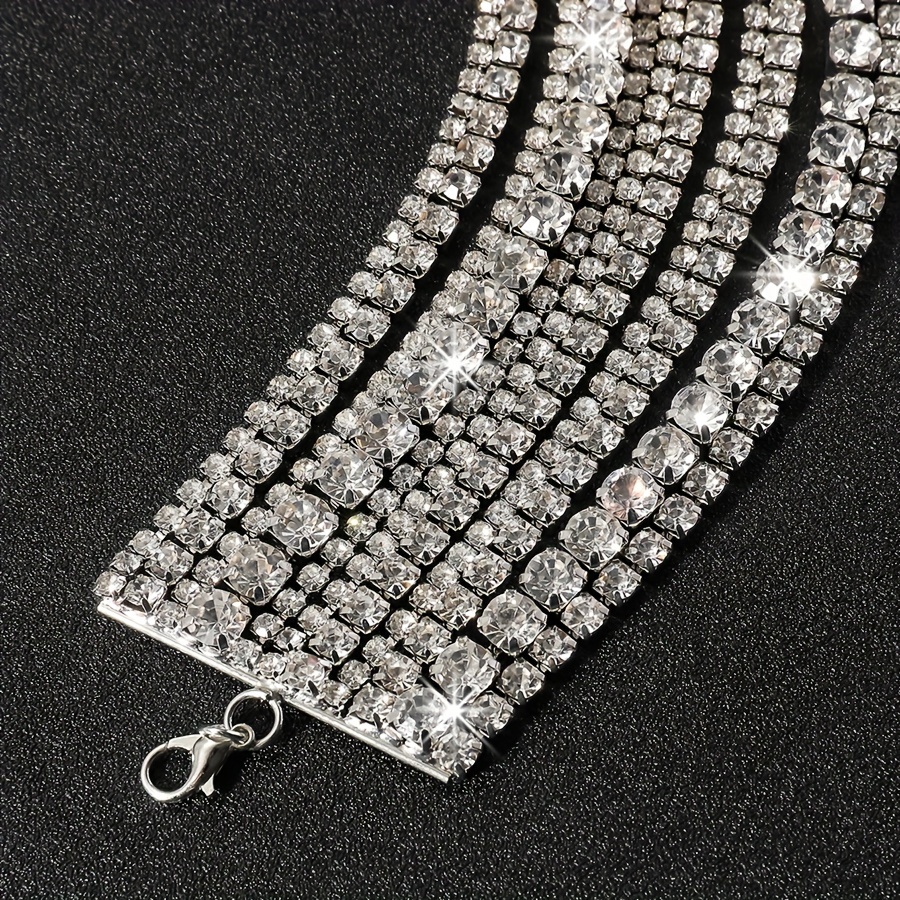 Layered Rhinestone Choker Necklace, Sparkling Embellished Design