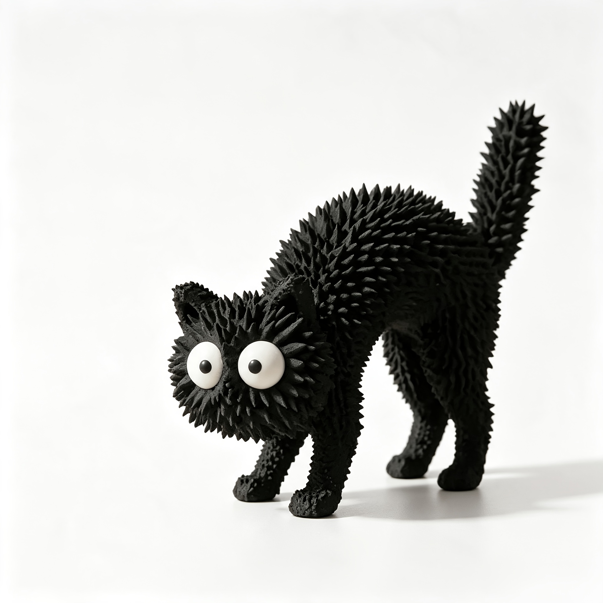 TEMU Spiked Black Cat Statue - Gothic Plastic Sculpture With Spiked Hair Figure, /outdoor Suitable For Desktop Shelf Decor, Housewarming Gift For Cat