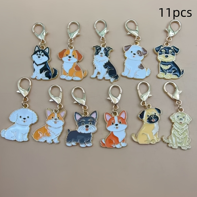 TEMU 11pcs Cartoon Pet Dog Drip Oil Alloy Keychain Bag Pendant