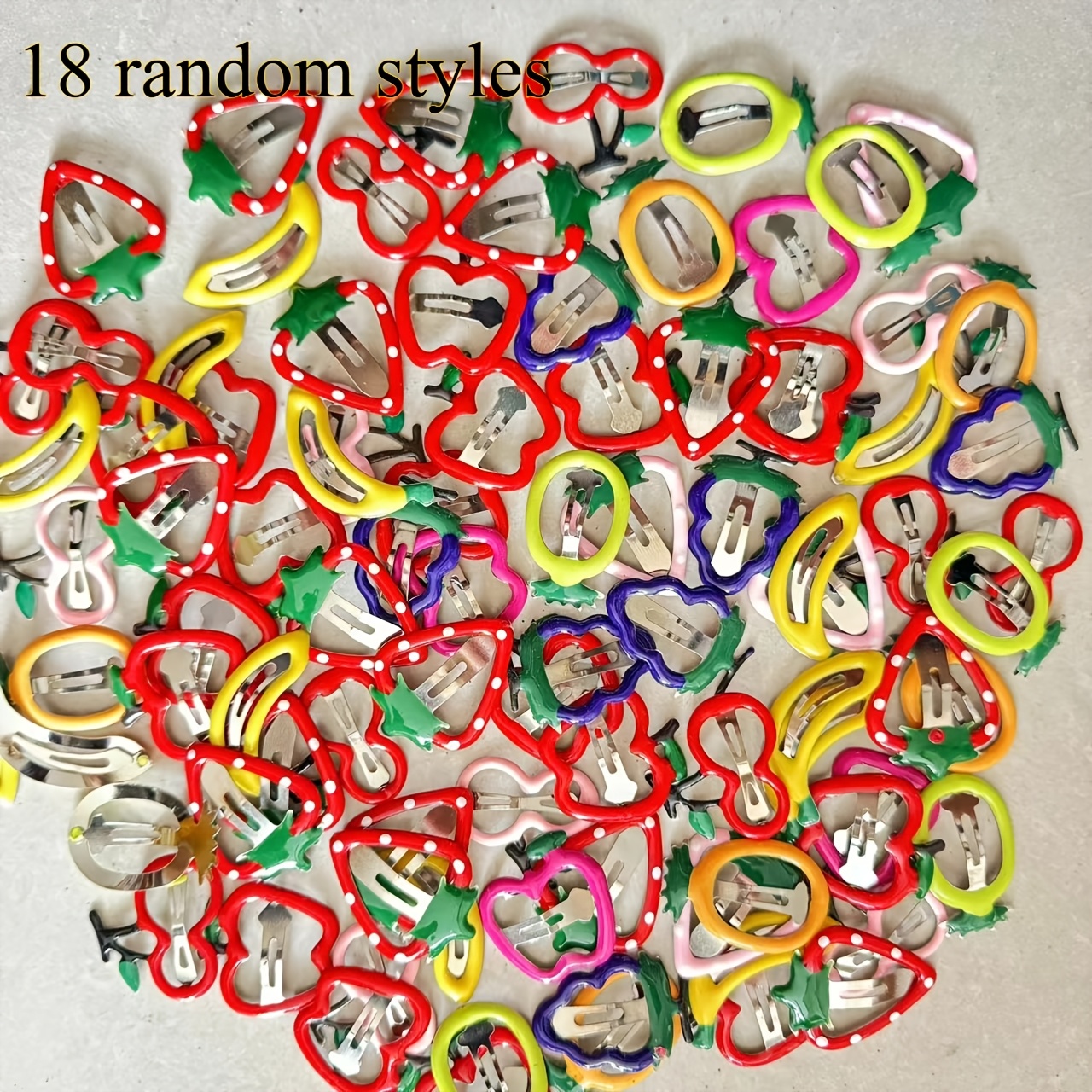 TEMU 18pcs Fruit-shaped Hair Clips - Cute, Simple, Hollow, Hair Split End Repairer, Suitable For Bangs And Forehead Hair - Bright Colors, Adorable