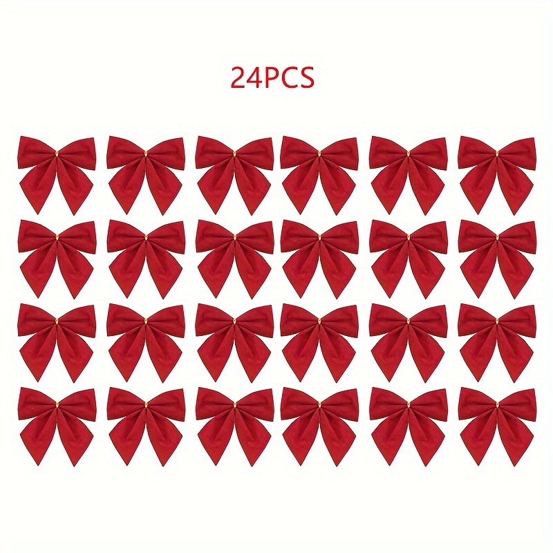 TEMU 24pcs/48pcs Nœuds de Noël Ornements pour Sapin de Noël, Nœuds Scintillants, Mini Nœuds à Paillettes de 2", Décorations Suspendues, Couronnes de
