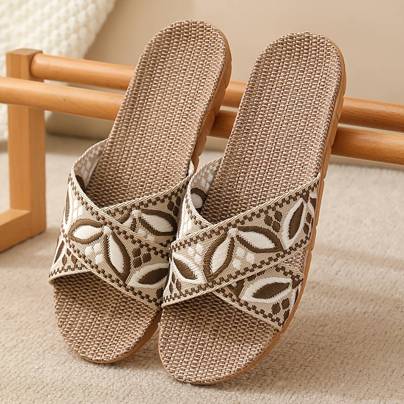 TEMU Women's Floral Print Indoor Lightweight Breathable Couple Unisex Home Scene Daily Open-toe Slippers, Women Shoes