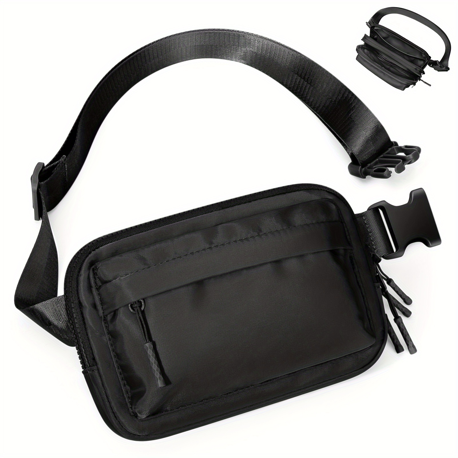 TEMU Fanny Packs For Women Men, Belt Bag With 4 Zipper Pockets, Crossbody Bag, Fashion Waist Packs With Adjustable Long Strap For Workout/running/yoga/shopping/hiking