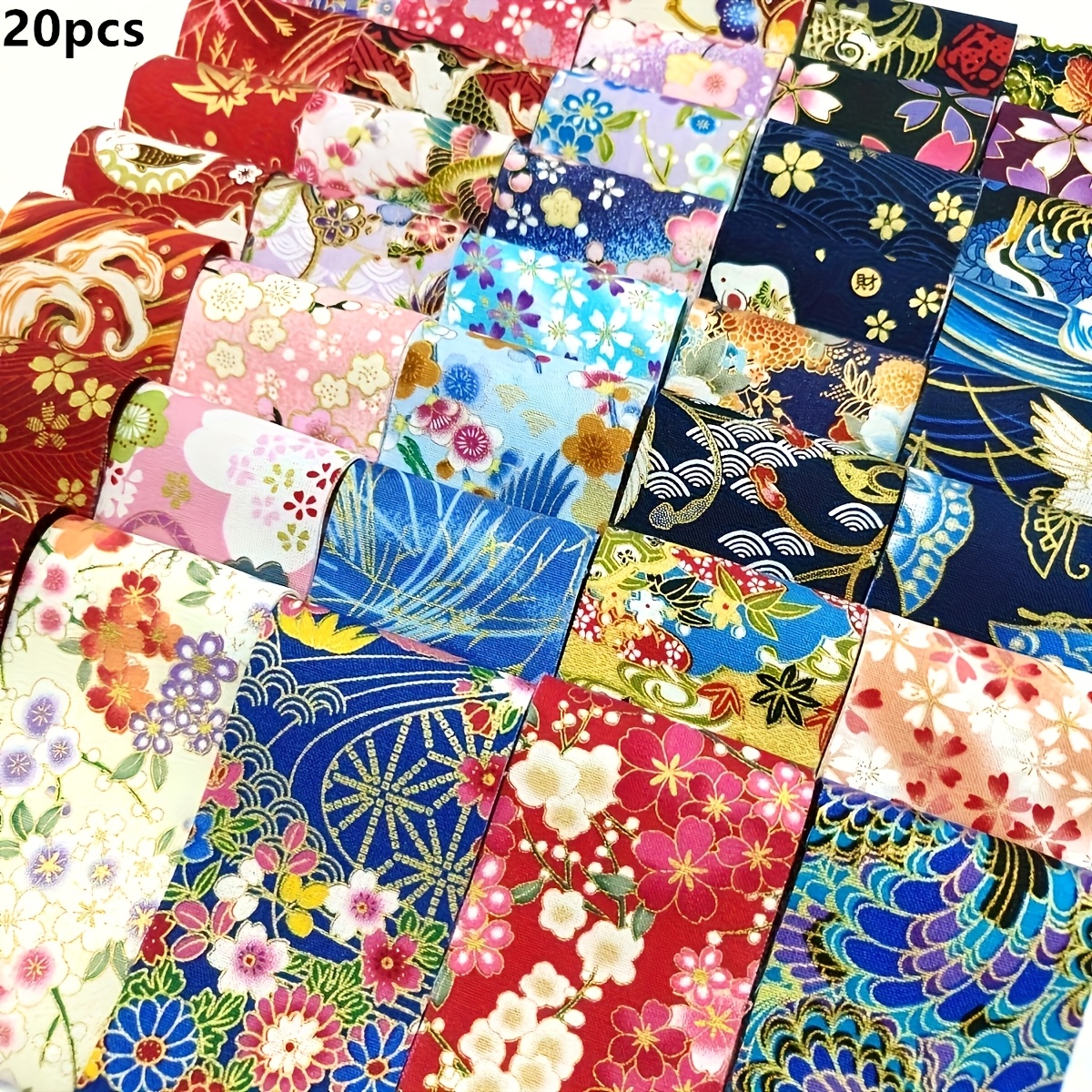 TEMU 20/40 piezas/Bolsa de tela de costura Jelly Roll de tira larga, de estampado en caliente de estilo japonés, adecuado para coser a , empalmar,