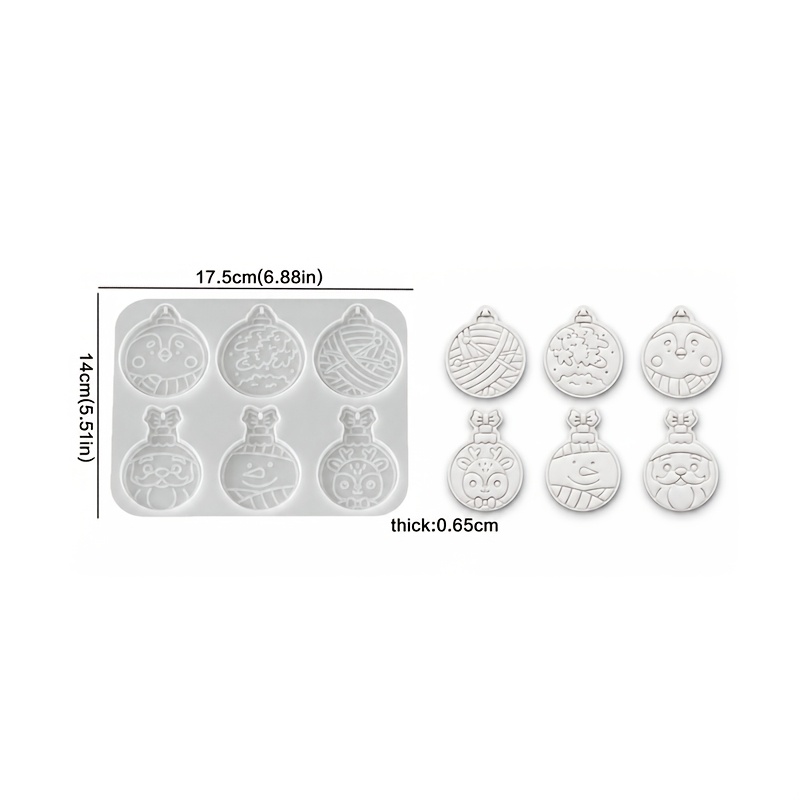 TEMU Dnejiu 6-cavity Silicone Mold Suitable For Santa Claus, Penguin & Deer Resin Crafts - Irregular-shaped Hanging Ornament Molds For Christmas Tree
