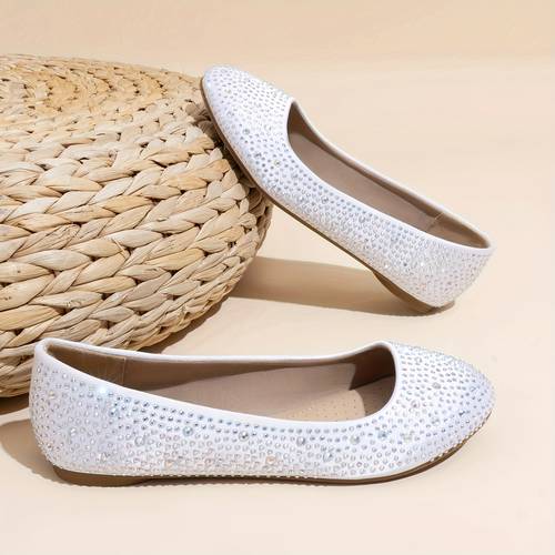 womens ballet flats elegant black slip on shoes with sparkling comfortable tpr sole pointed toe casual attire or special occasions special occasion footwear sleek black flats embellishments