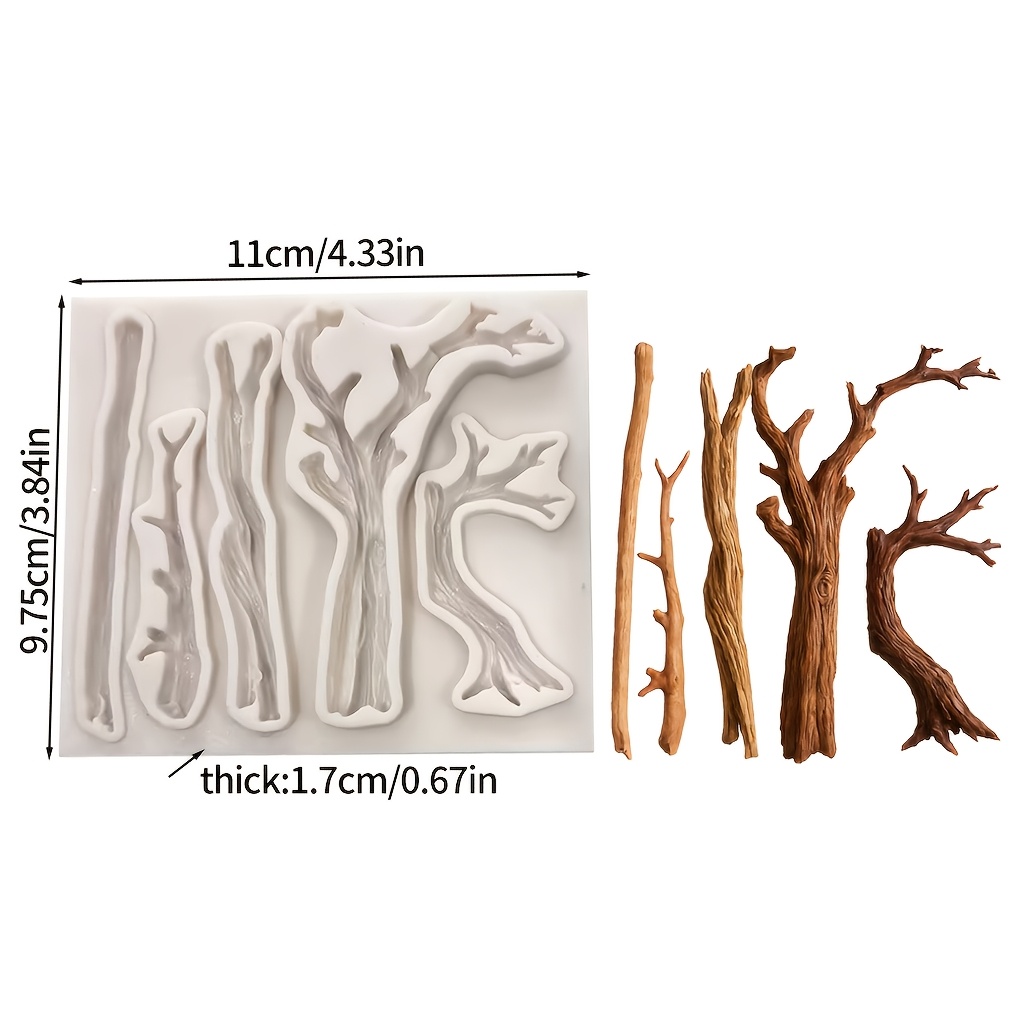 Image of Tree Branch Shape Silicone Mold, Clay Mold, Suitable For Making Resin, Plaster, Clay Diy Craft Mold, Craft Tools Suitable For Valentine's Day, Spring, Easter, And Mother's Day