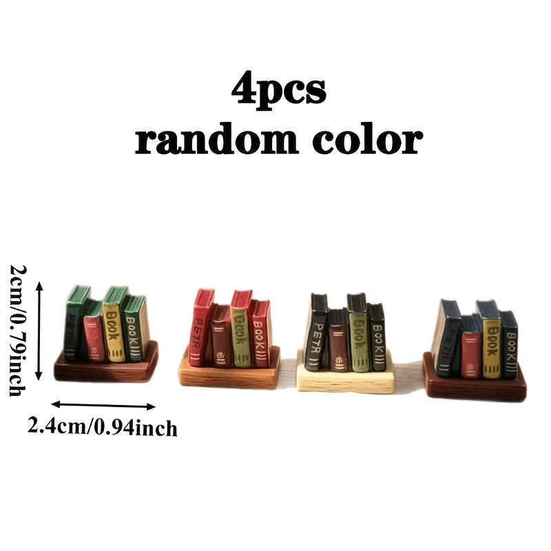 TEMU 4pcs/set: 1:12 Scale Miniature Book Models, Mini Bookshop, Random Color, Styling Bookshelves In Dollhouse Living Rooms Or Studies, Or For Use As