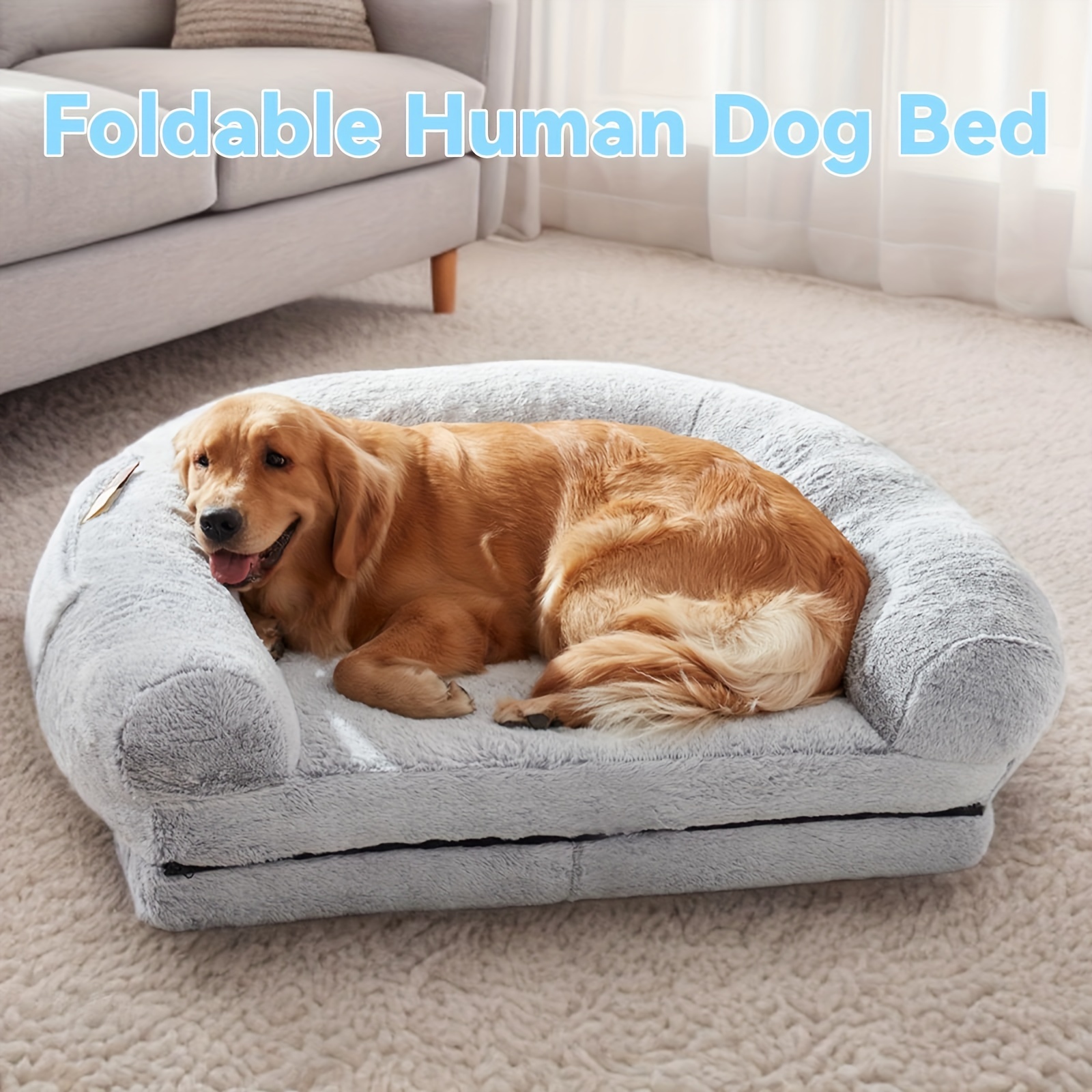 

Bed, 71"x45"x10" Dog Beds For Large Dogs, Foldable Plush Washable Dog Bed For People Off, Orthopedic Dog Beds For Humans Size Fits You And Pets - Grey