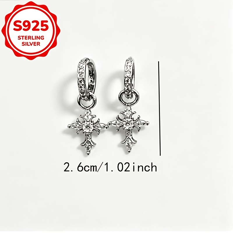 Women's S925 Sterling Silver Cross Pendant Ear Cuffs