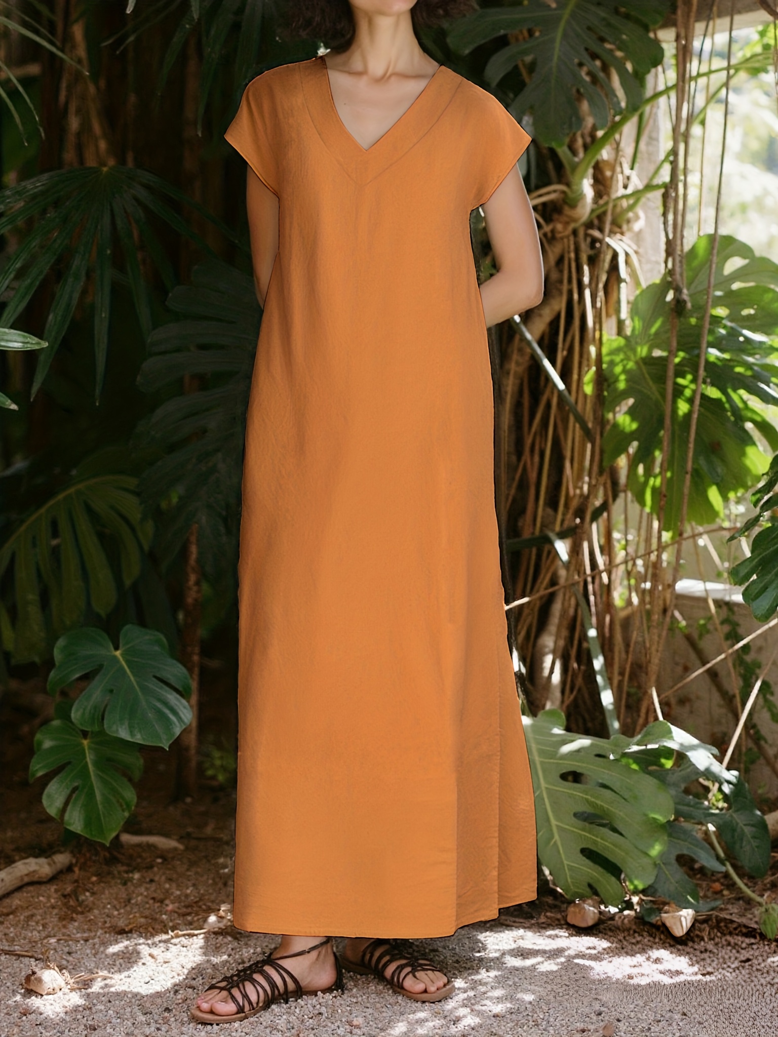 knee length dresses for ladies Short Sleeve Front Zip Dress - M main image 1