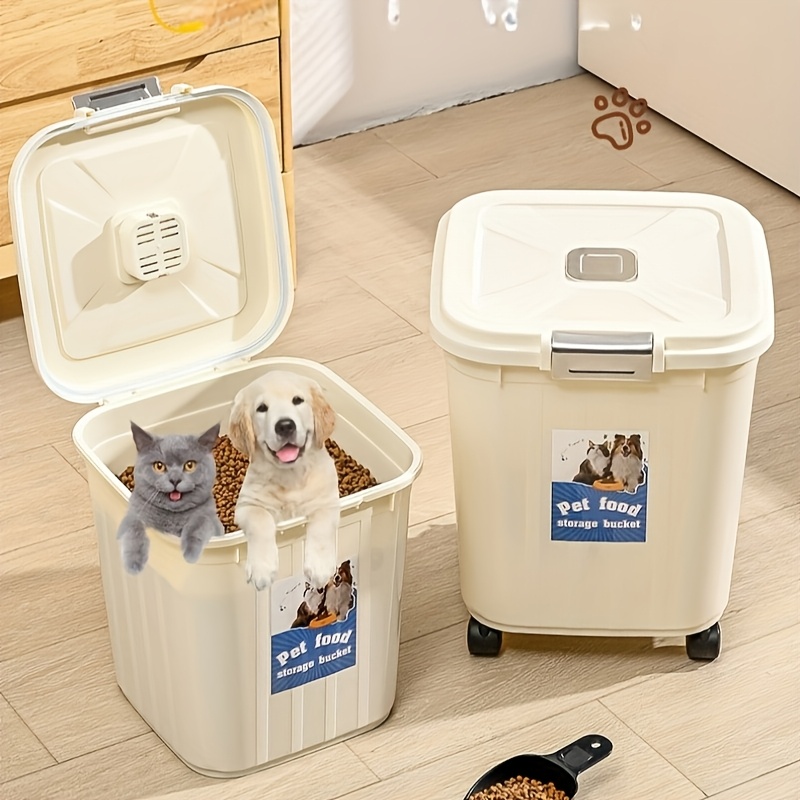 

1pc Large Capacity Pet Food Storage Container, Rectangular Plastic Dry Food Dispenser, Airtight Seal Insect & Moisture Proof, For , Organization Pet Grain Bin