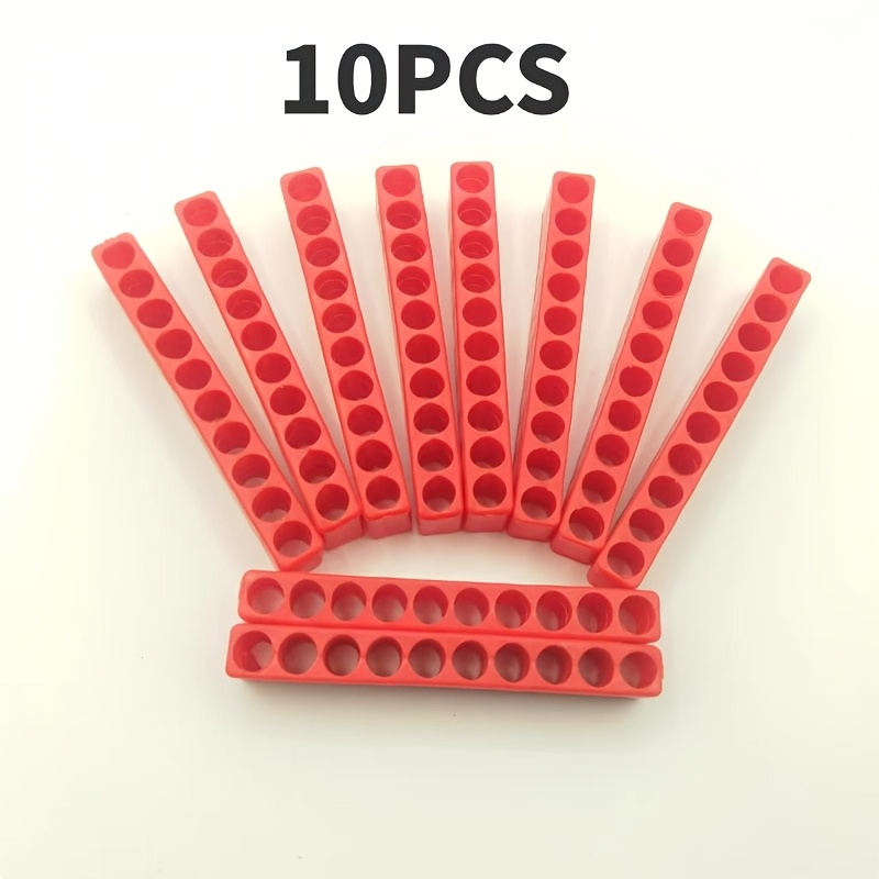 

10pcs Red Plastic Screwdriver Bit Holder - Head Seat Organizer For Easy & Storage