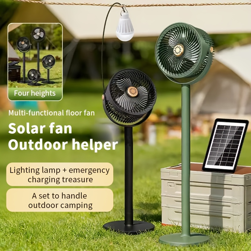 USB Charging Home Floor Fan, Solar Floor Fan, Outdoor Solar Charging Electric Fan, Retractable Floor Fan, Long-lasting and Durable Fan, Suitable for Home Living Rooms and Outdoor Camping