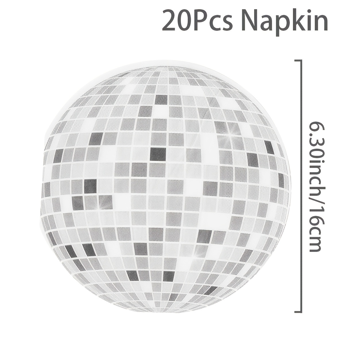 TEMU 20pcs, Napkins, Disco Ball Napkins, Silver Disco Ball Shaped Paper Napkins, Disco Theme Party Tissue, Party Disposable Tableware, Wedding Bridal