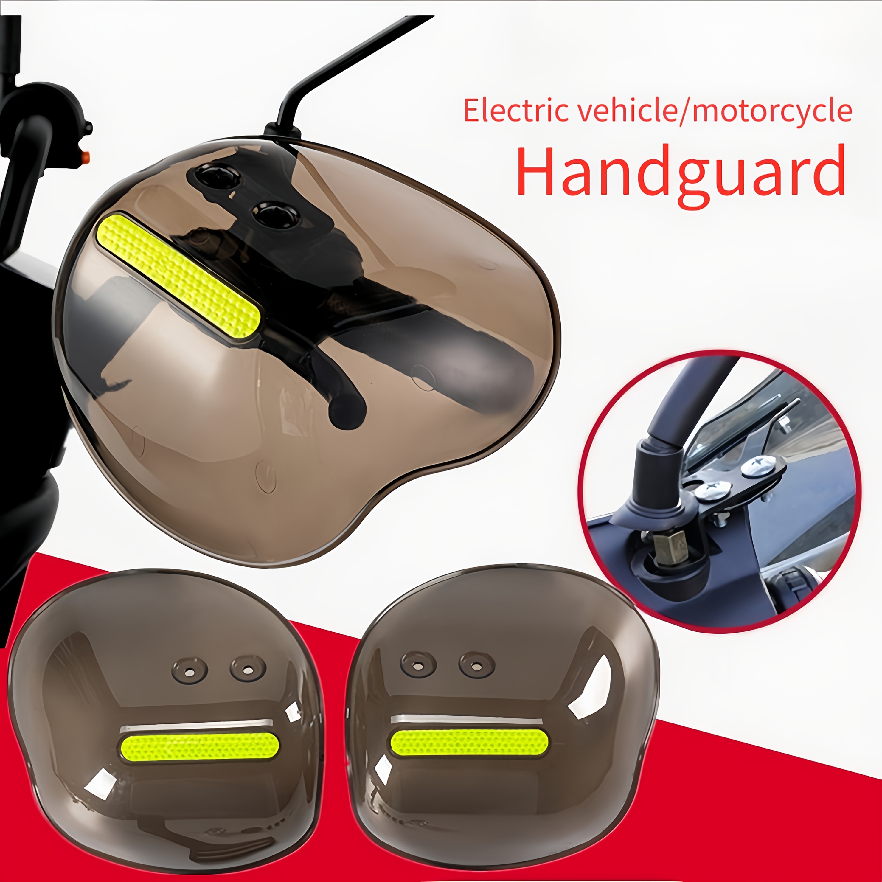 

2pcs Electric Scooter & Motorcycle - Waterproof, Windproof, Anti-collision Abs Handlebar Covers With Yellow Reflective Strips For Protection, Motorcycle Weather Protection | Smooth Covers | Waterproof