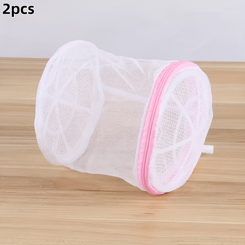 TEMU 2pcs Bra & Lingerie Washing Machine Bags Suitable For , Mesh Laundry Protectors With Zipper Closure, Anti- Round Wash Bags For Washing Machine,