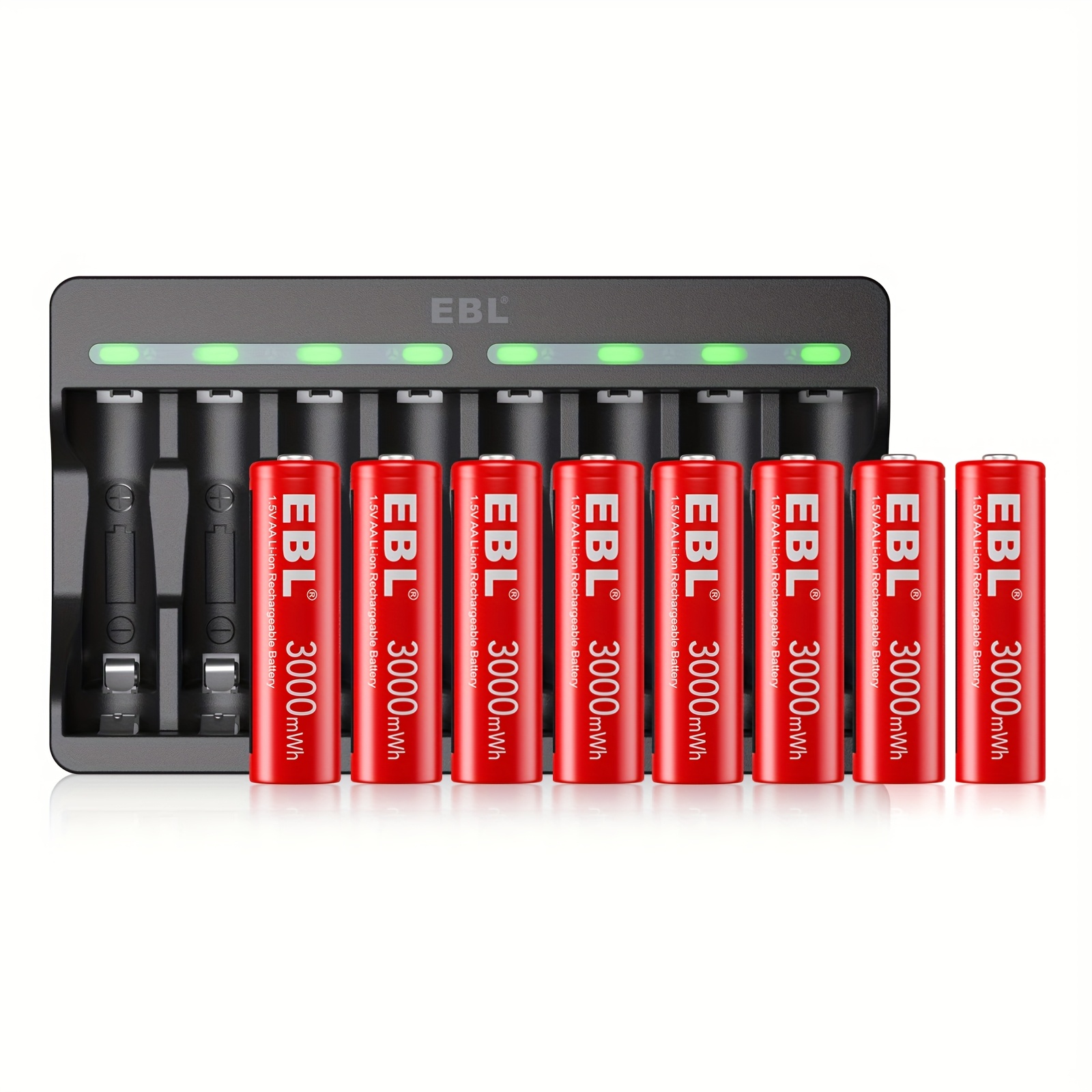 TEMU Ebl 1.5v Aa Lithium Batteries, 3000mwh Rechargeable Aa Batteries (8pcs) With 8 Bay Lithium Battery Charger For Aa Aaa Rechargeable Lithium
