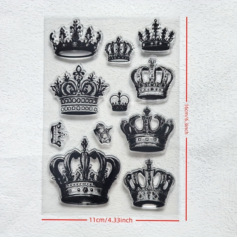 Image of 1pc Crown Transparent Stamp Vintage Reusable For Log Card Making Decoration Album Decorative Stamp Paper