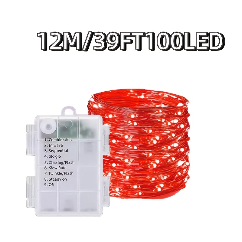 TEMU 1pc Decoración Navideña Cadena de Luces de , Funciona con Pilas (Pilas No Incluidas), ///Color/Azul, IP54, Adecuada para Decoraciones Navideñas