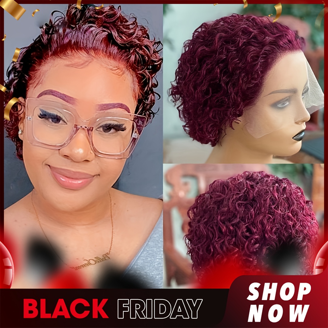 

99j Cut Wig Curly Pre Bob Wig 13x1 Bob