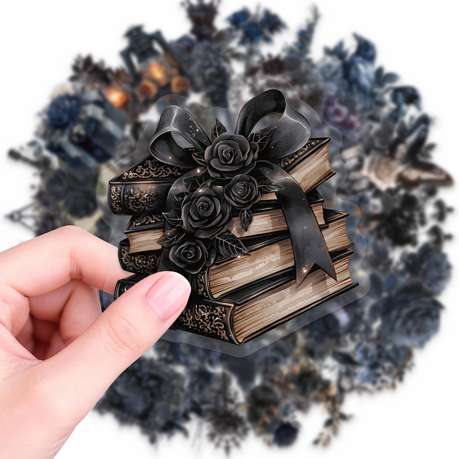 Image of 56 Dark Gothic Style Stickers Made Of Pet Transparent Material, Perfect For Decorations, Suitable For Scrapbooks, Journals, And Handmade Albums