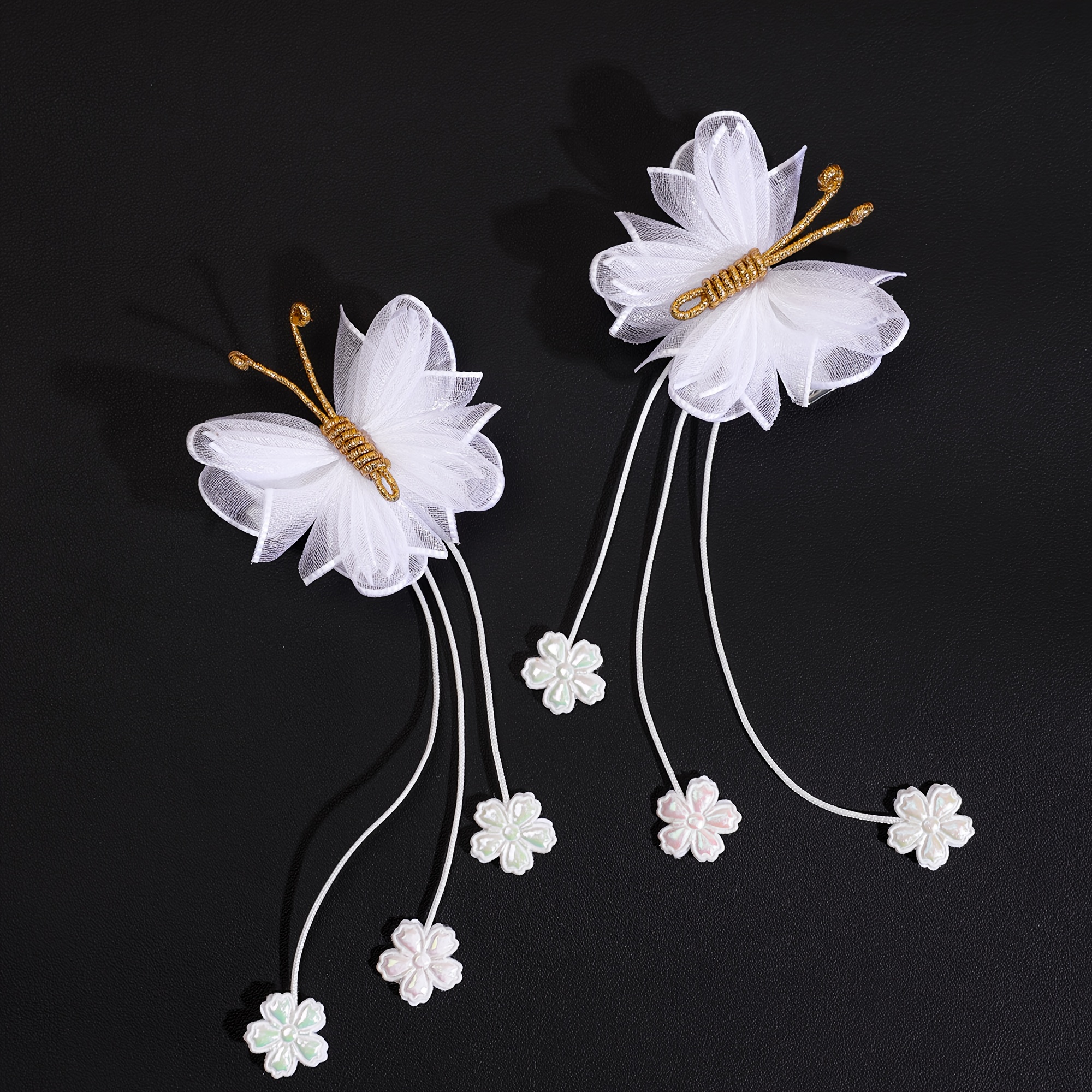 

Elegant 2pcs Tulle Hair Clips Set - , Non-slip Floral Barrettes For Women | &