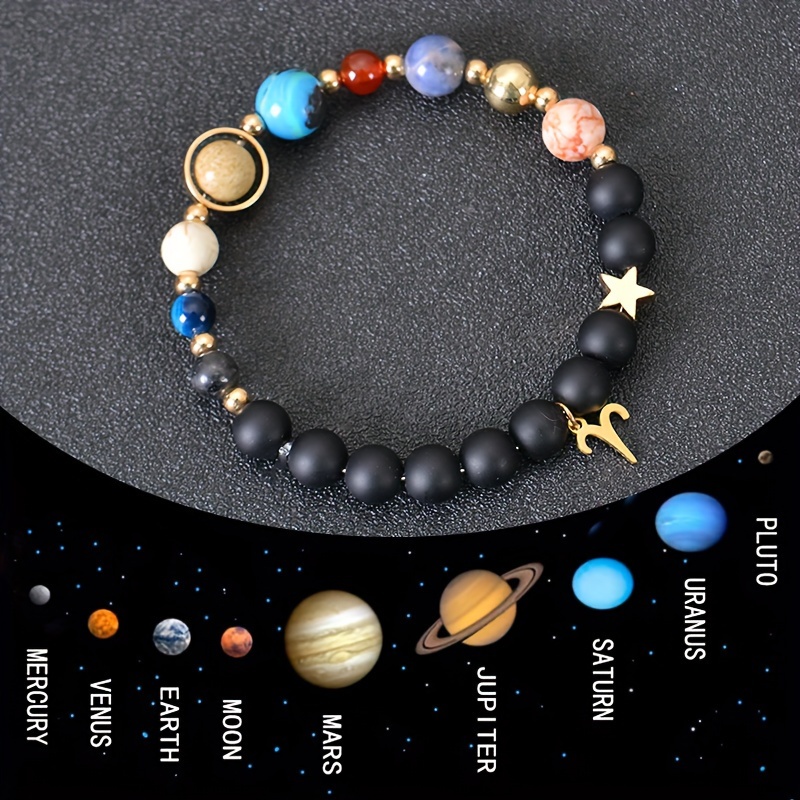 

1pc Handmade Natural Stone Beaded Bracelet, Leo Libra Aquarius Gifts For Women