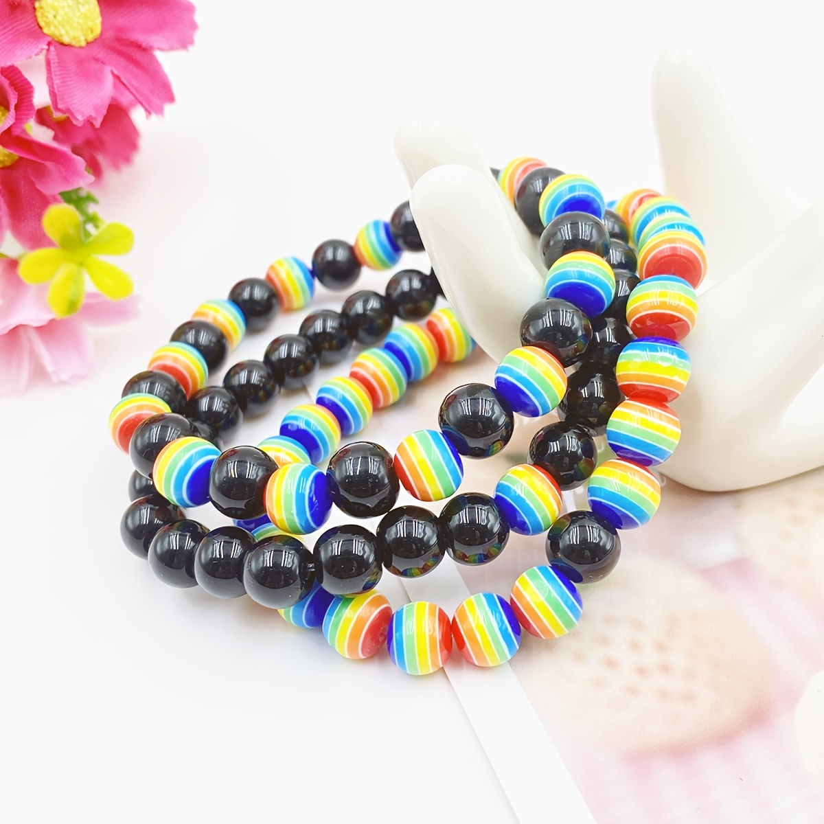 Rainbow Beads Fashionable Bracelets Pride Month Couple Bracelets