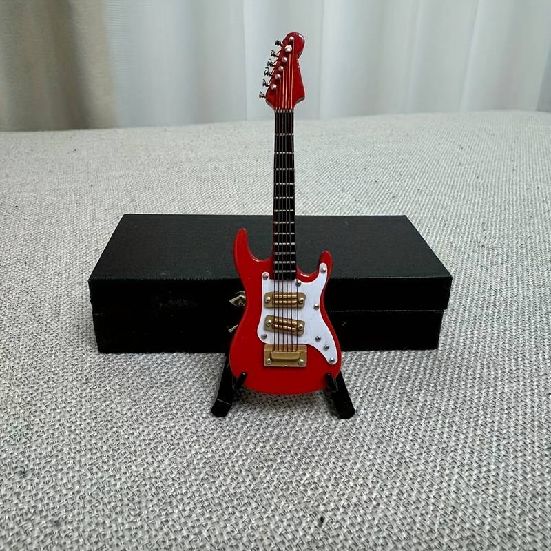 Miniature Guitare En Bois 10 Cm - Décoration, Modèle Collection, Pour Maison De Poupée