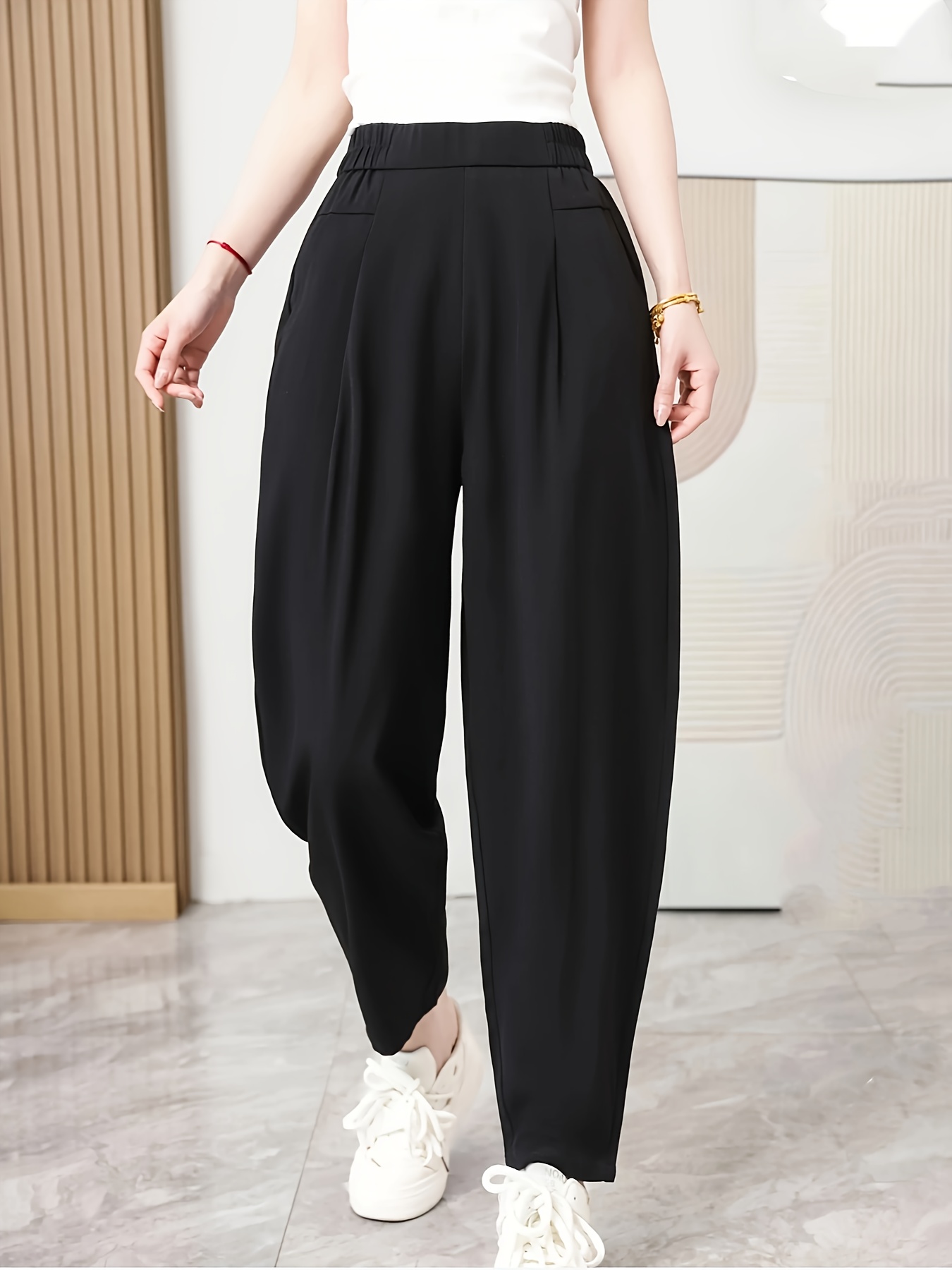 harem pants women elastic loose elastic waist thin summer