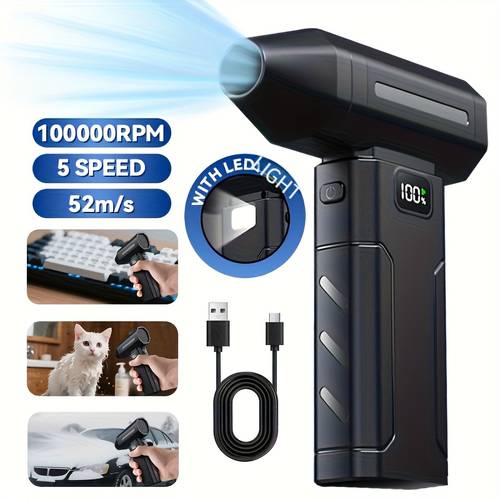 powerful turbo fan with display 100000 rpm 6 speed levels high capacity battery ideal portable cleaning tool for computers keyboards cars and outdoor spaces gift