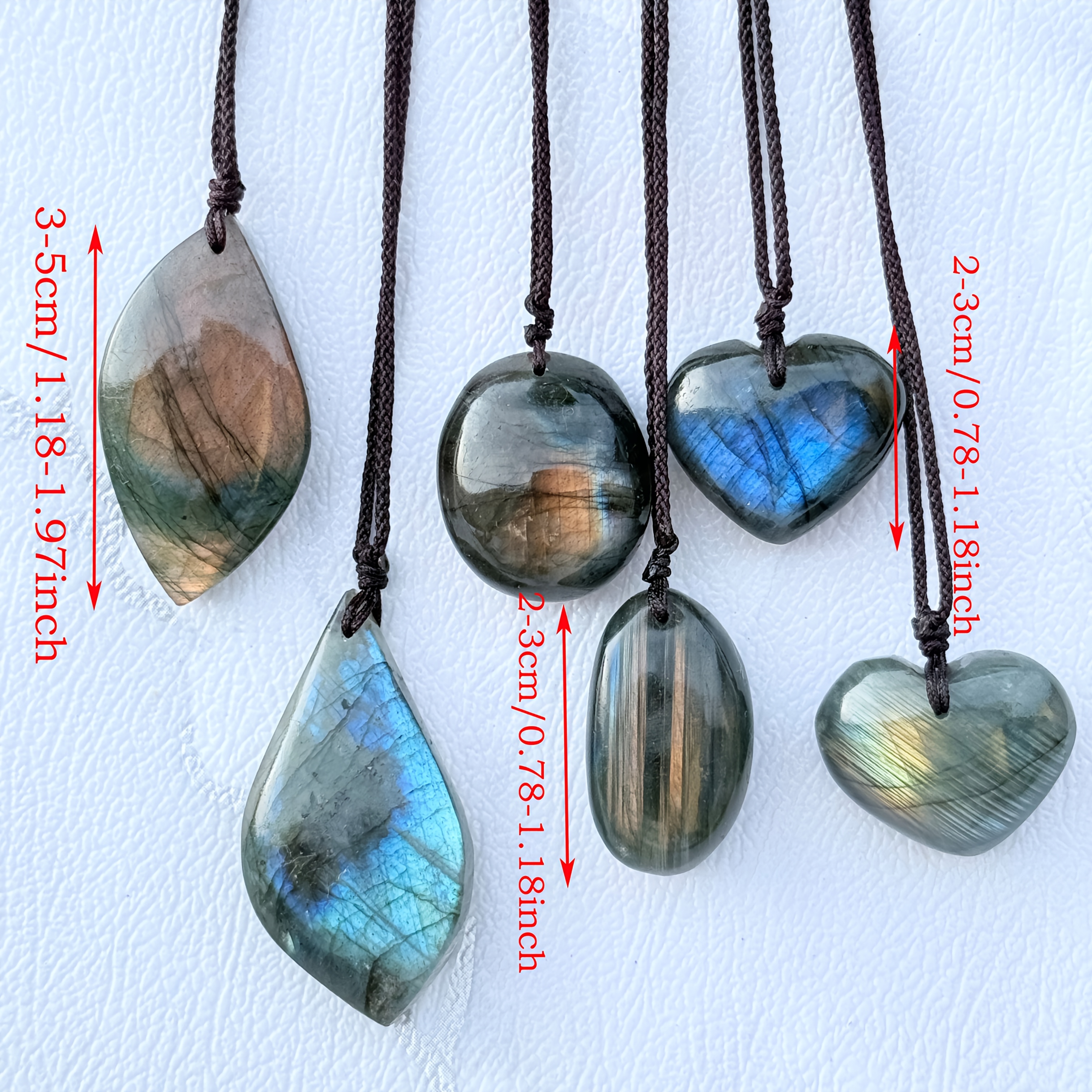 3pc Natural Labradorite Stone Pendant Necklace Set