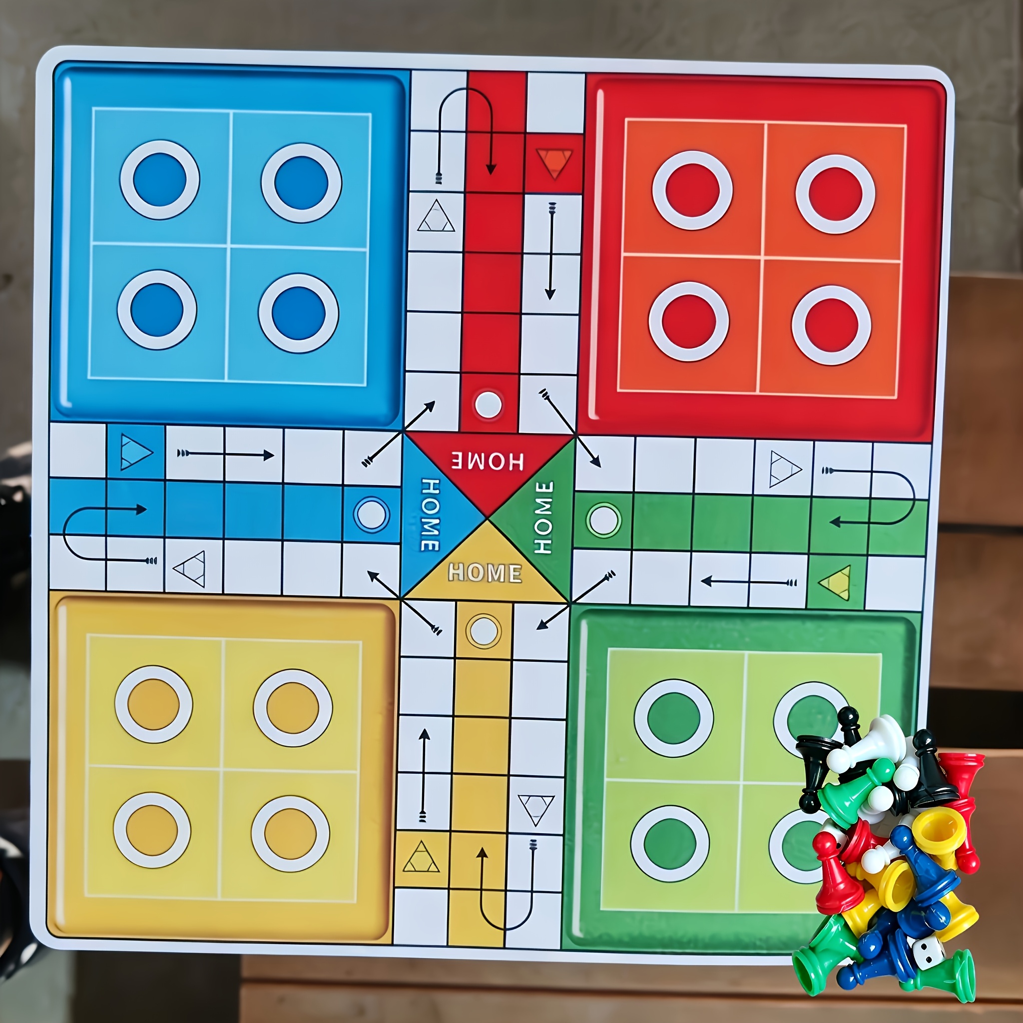 TEMU Ludo Flying Chess Board Game Set, Large Size 40cm/15.75in—24 Random Six-color Pieces + 2 Dice, Classic Ludo Board Game, Multiplayer Interactive