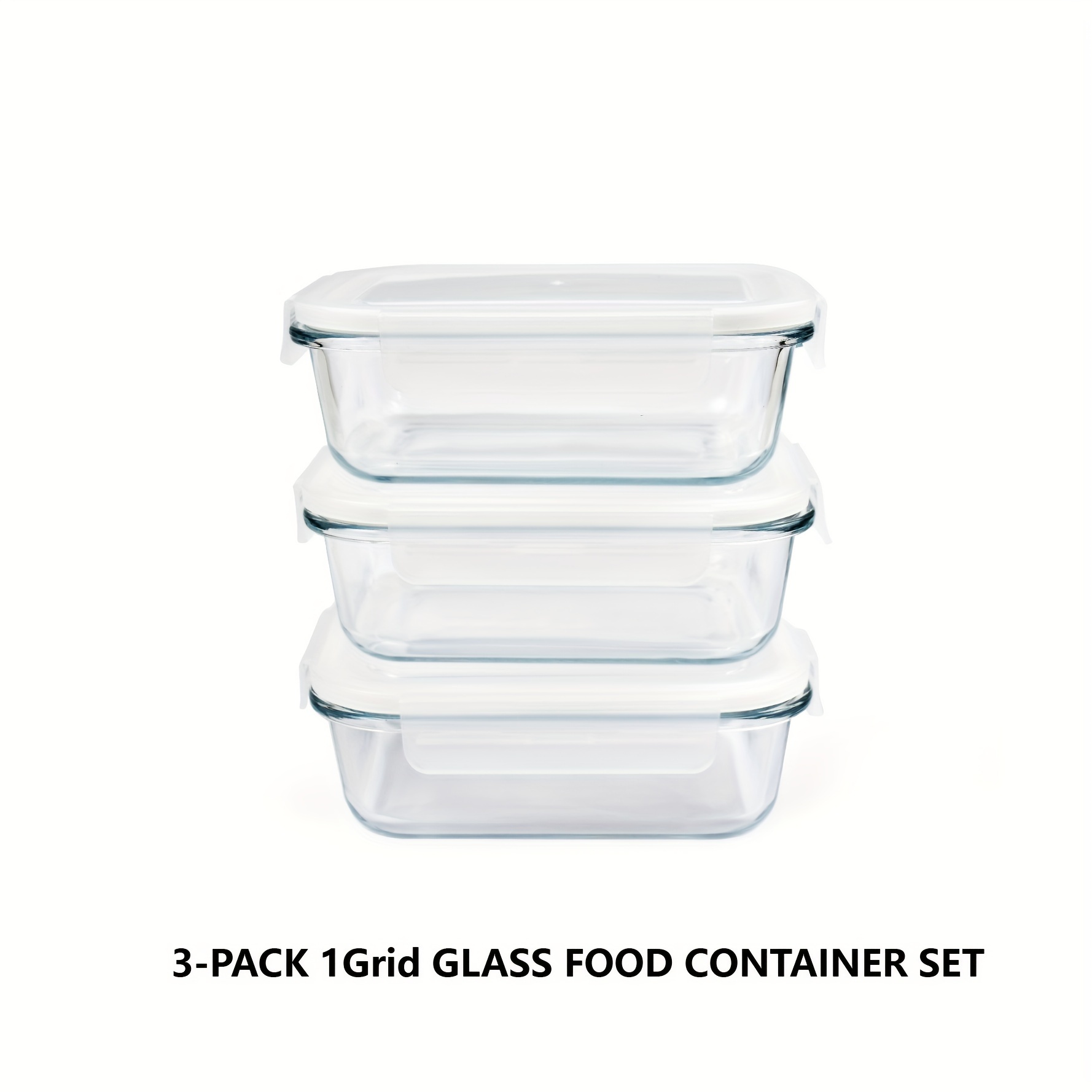 

3pcs High Borosilicate Glass Lunch Box Set, Glass Crisper Microwave Oven Food Heating Bowl, Insulated Fresh-keeping Bento Box, Dishwasher Safe, Leakproof Food Container, Home Kitchen Supplies