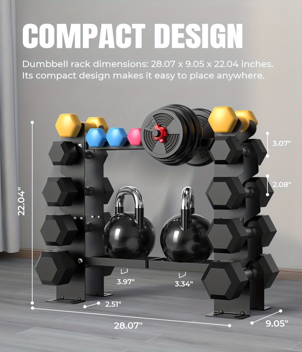 Dumbbell storage rack holding a lot of dumbbells sold by 100 Spartans