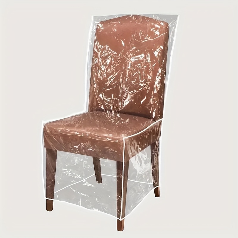 1pc Plastic Dining Chair Covers, Seat Fully Protectors Covers With Backrests Easy-(chairs Not Included)