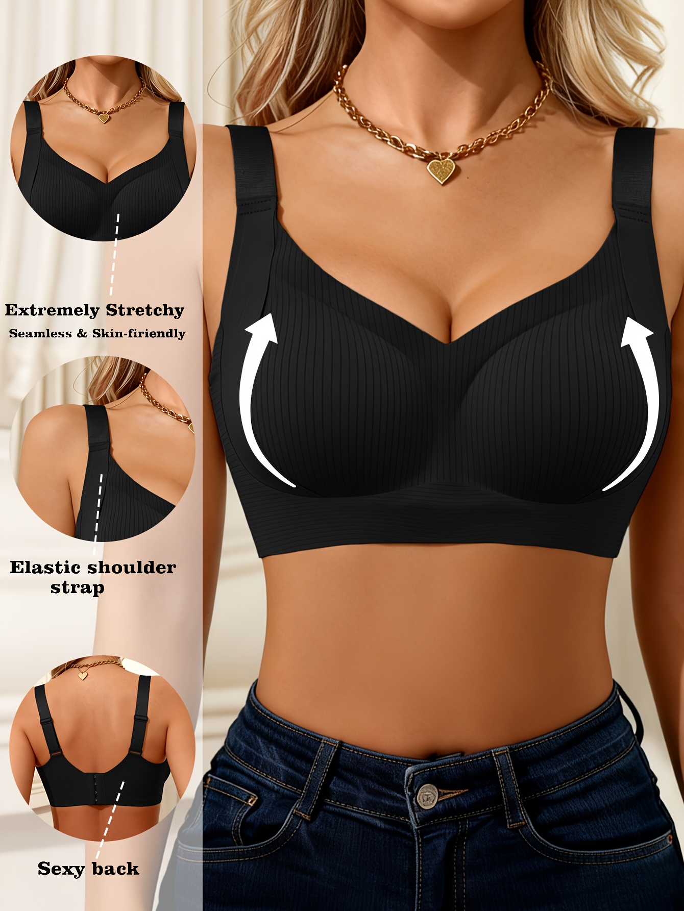 Women's 4pc Wire-Free Bralette Set, Full-Coverage Push-Up