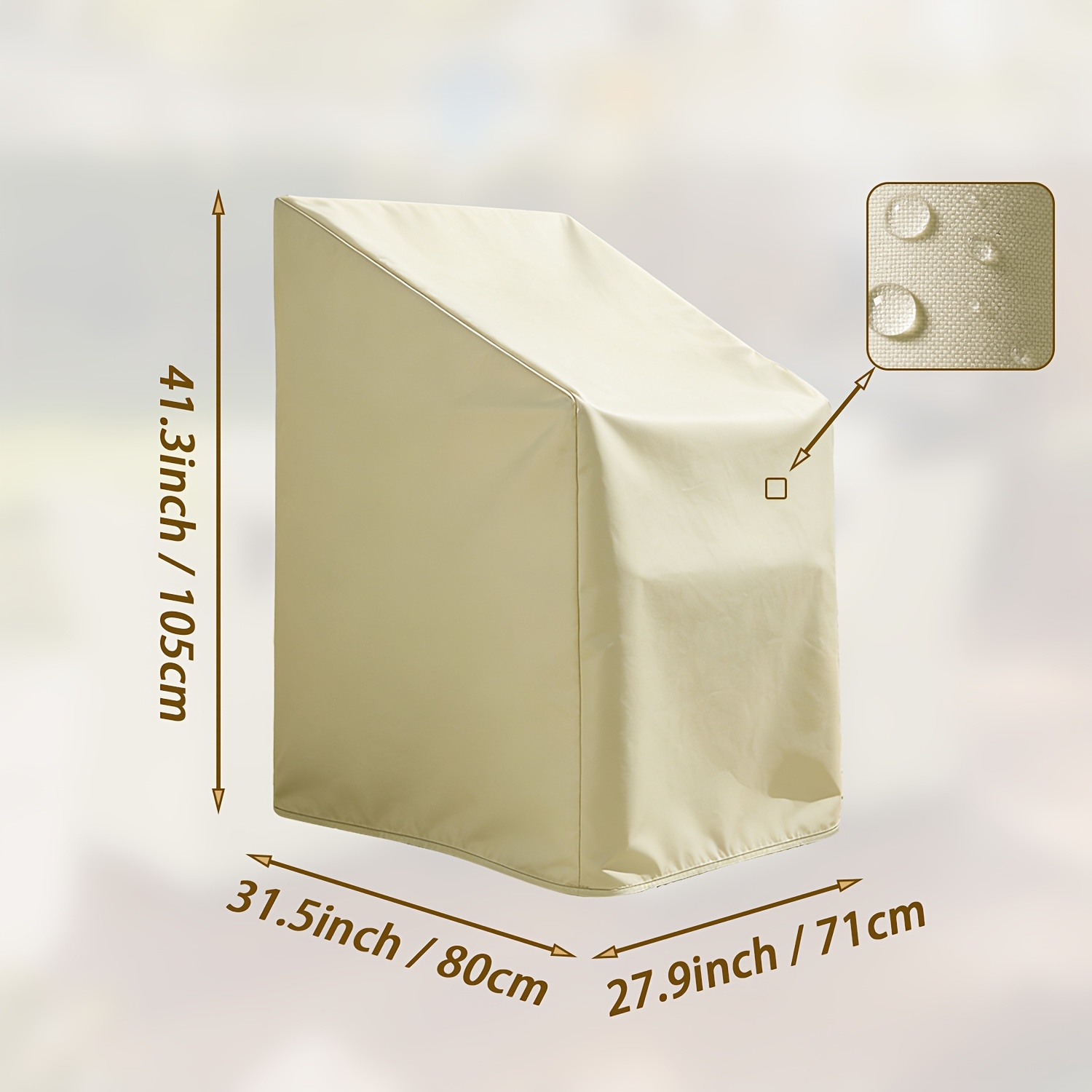 TEMU Housse -poussière pour chaise - Housse de mobilier d'extérieur - Housse de canapé de jardin et de terrasse, Tissu Oxford beige de PU, Protection