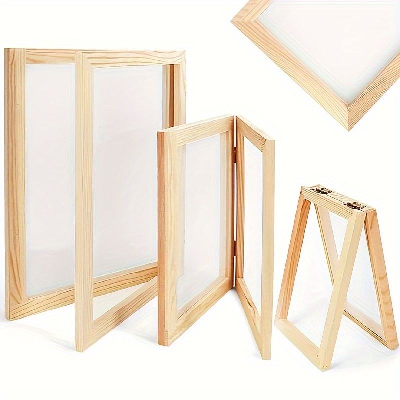

Wooden Papermaking Kit With Elastic Net - 3 Piece Set For Handmade Paper Crafts, Uncharged Diy Frame Molds With Durable Construction And Metallic Hinges, Includes 3 Sizes For Custom Paper Creation