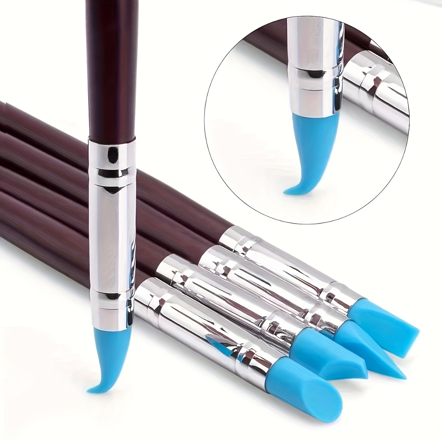 5pcs/set Silicone Clay Sculpting Tool For Brush Modeling Dotting Nail Art Pottery Clay Tool Diy Carving Sculpting Tools