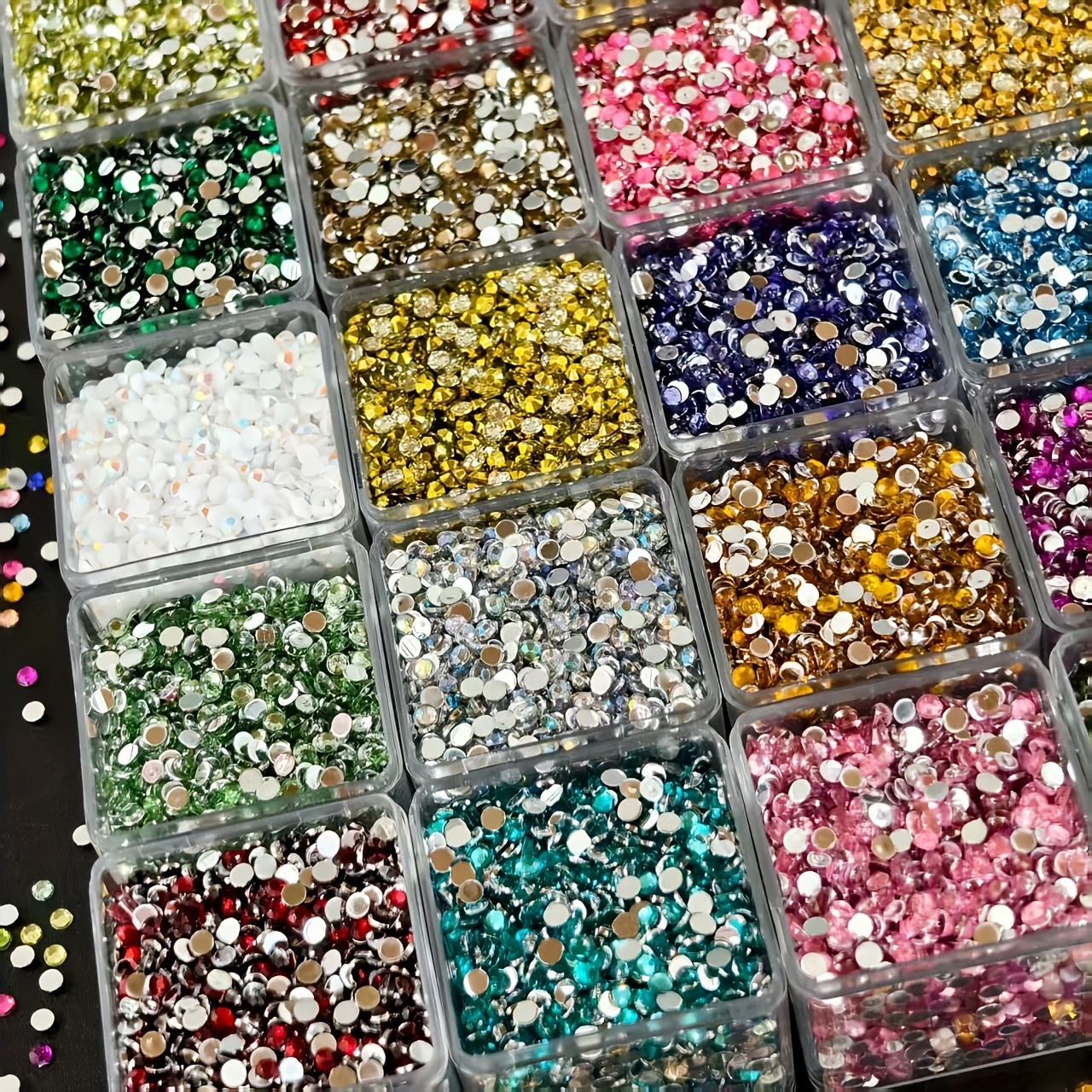 E-shop 3006 Stück 18 Farben 3mm runde Harzpailletten, hochwertige flachbackige Strasssteine im Bohemian-Stil in Silber, geeignet für Tassen, Flaschen,