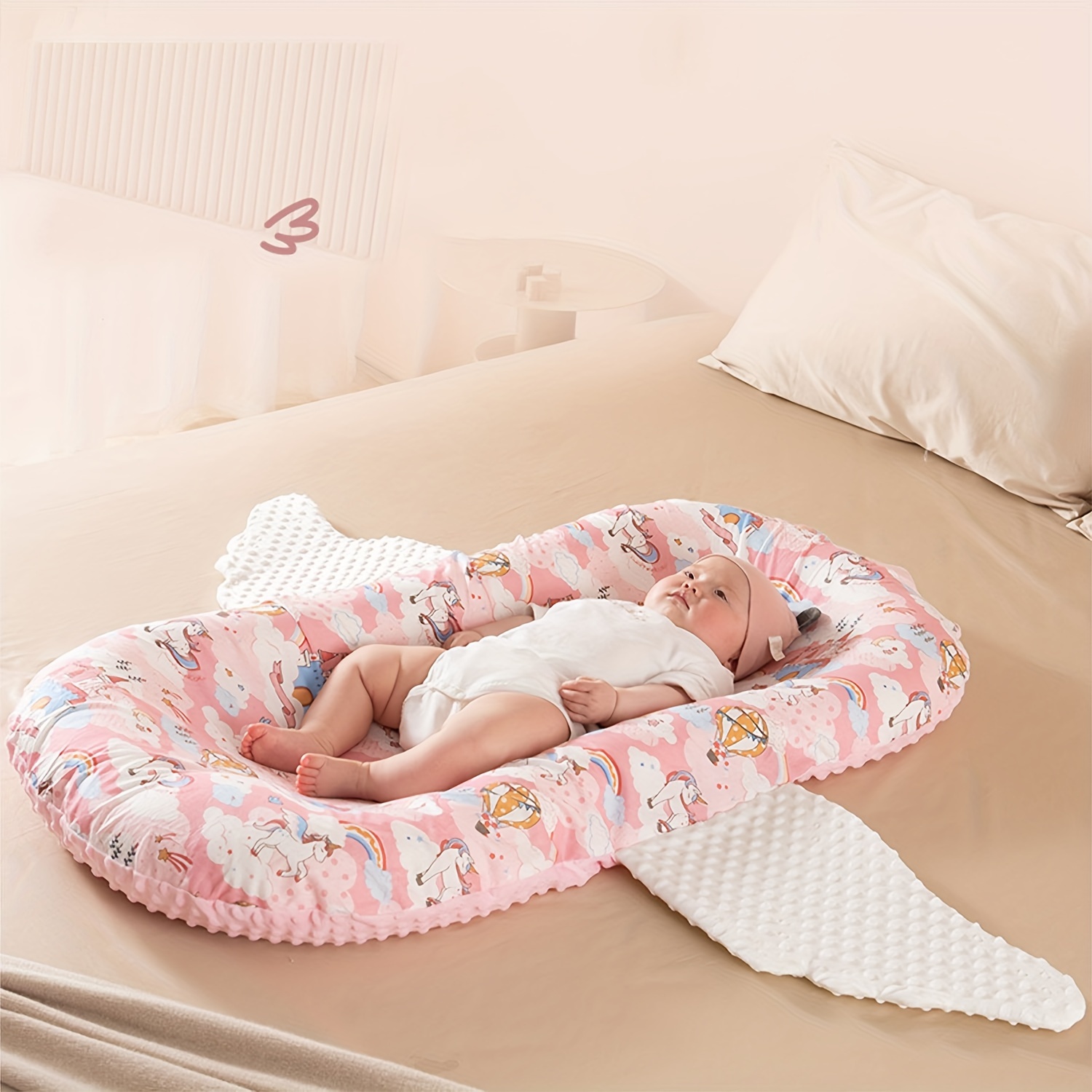 Cuna portátil para bebé, cama de viaje para recién nacido, cuna para bebé,  nido con almohada