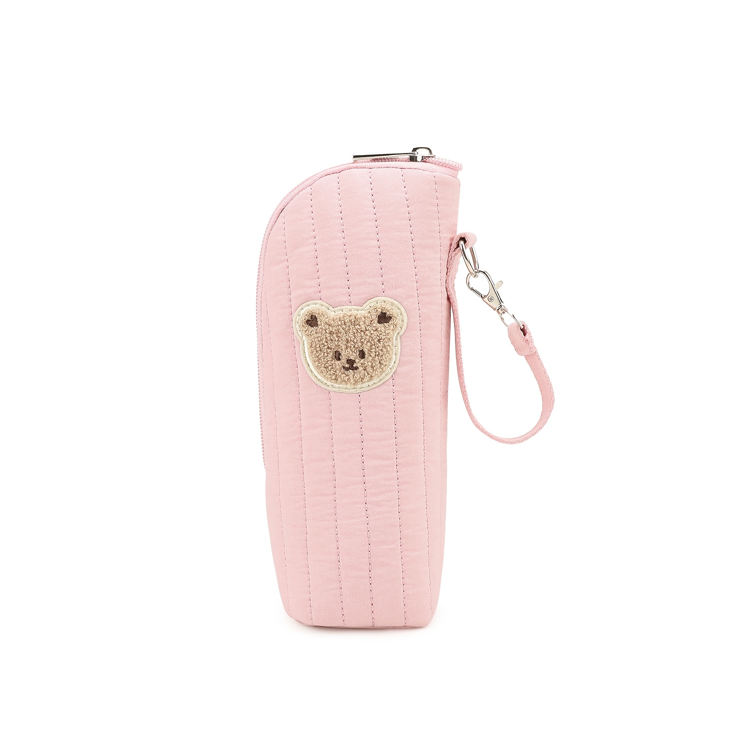 Image of Insulated Bottle Bag With - Durable, Portable Diaper & Bottle Holder For Carrycot, Perfect For Outdoor Activities, Cute Cartoon Bear Print